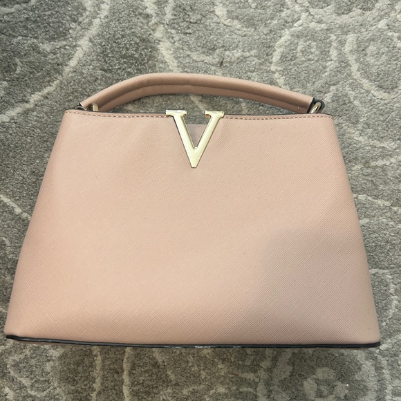 Handbags - Elegant Pink Handbag with Gold Accent